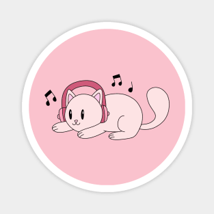 Cat with Headphones Magnet